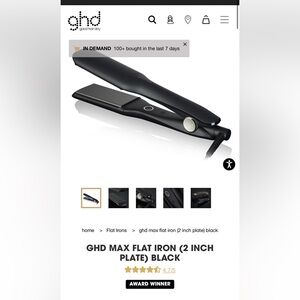 GHD Max Styler 2” Flat Iron Hair Straightener Wide Ceramic Plates Black Like New